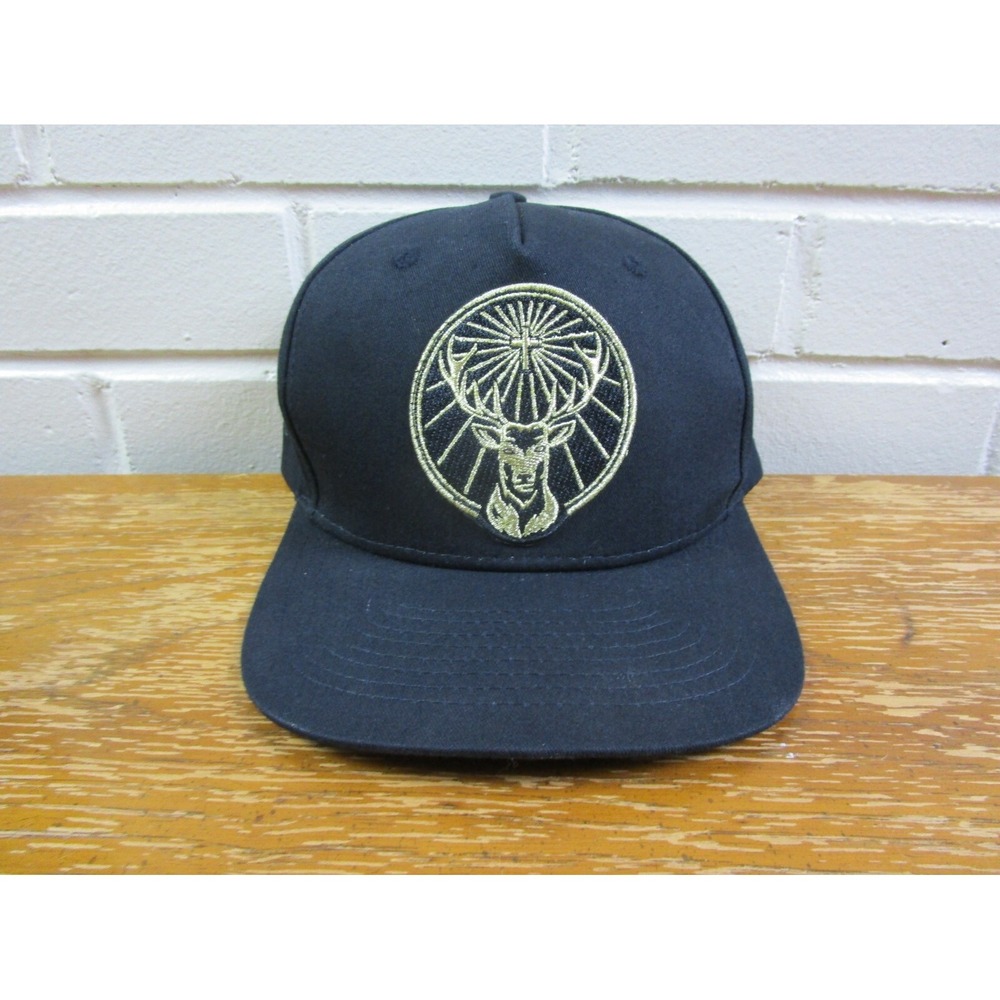 Jagermeister Gold Embroidered Official Black Snapback Hat Cap Alcohol Promo Deer
